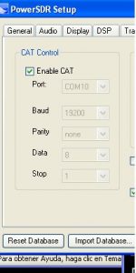 Configuración CAT en el PowerSDR