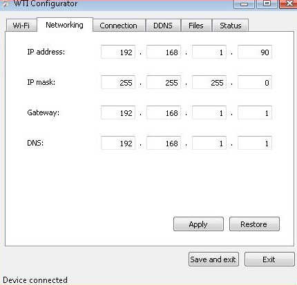 WTI-1 configuración TCP/IP