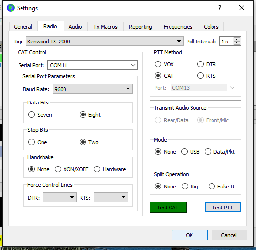 wsjt-x Ajustes CAT